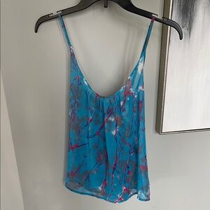 Blue and Pink Women's Tie-Dye Top